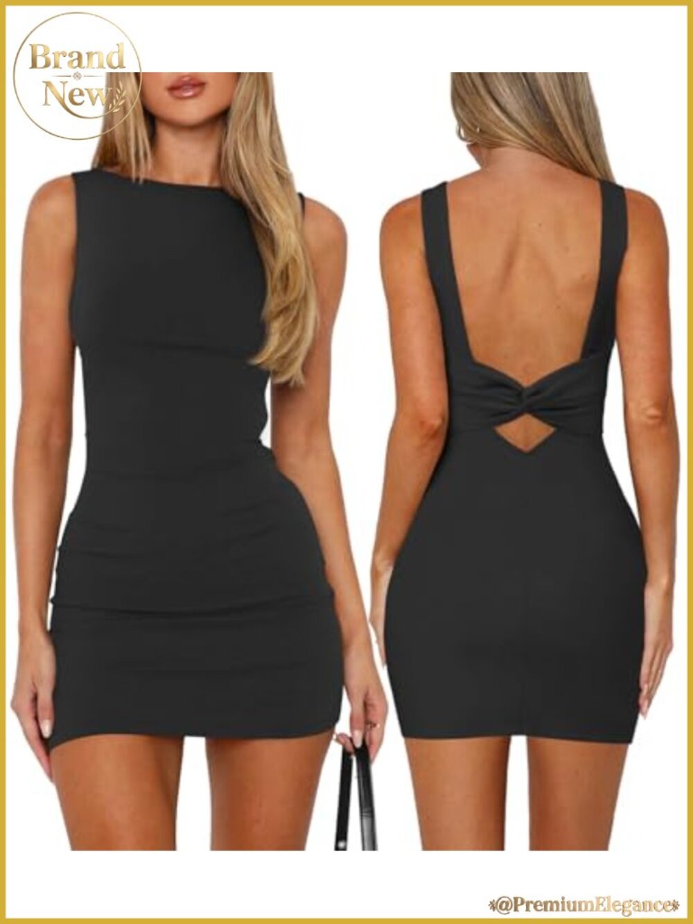 Backless Knotted Mini Dress Sleeveless Bodycon Club Cocktail Party